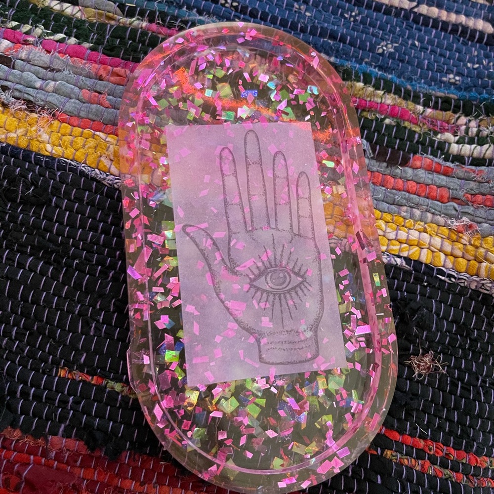 pink eye palm sparkle tray